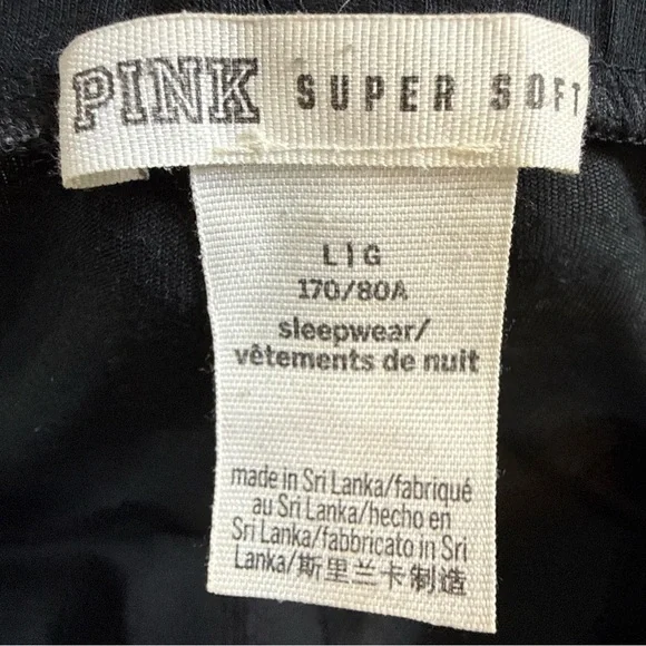Victoria’s Secret Pink Black Super Soft Pajama Pants Elastic Waist Size L - Picture 5 of 7